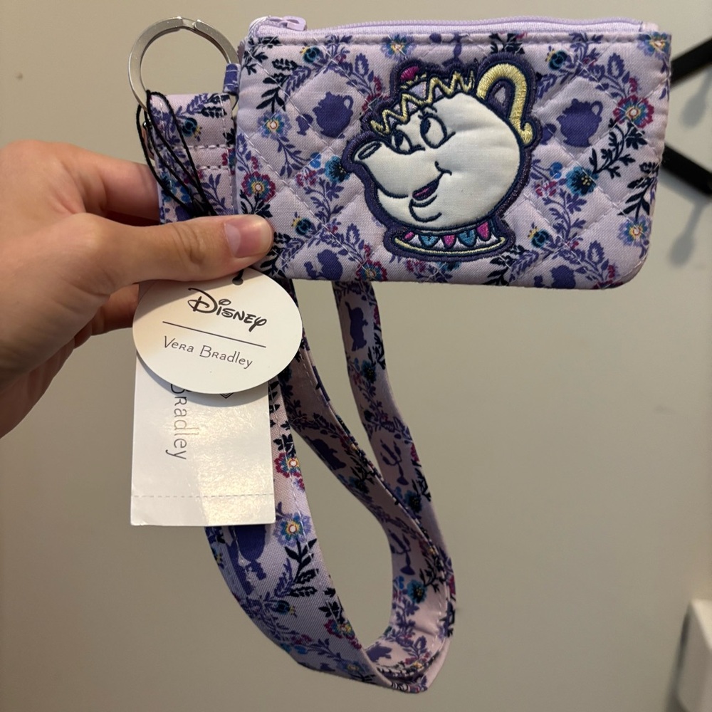 NEW Disney Vera Bradley lanyard ID holder wallet Mrs. Potts beauty and the beast